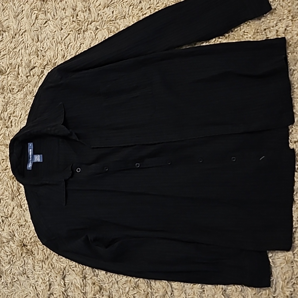 Blue Quickreflex crinkle stripe casual dress shirt size M slim fit